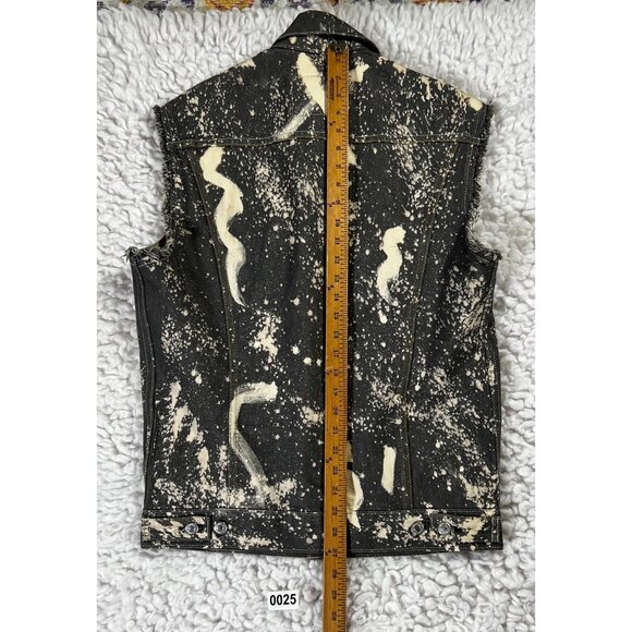 Levis Vest Jacket Mens Denim Med Distressed Splatter Paint - Picture 2 of 8